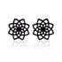 2 Pairs Titanium Steel Black Silver Lotus Mandala Flower Men Women Stud Earrings